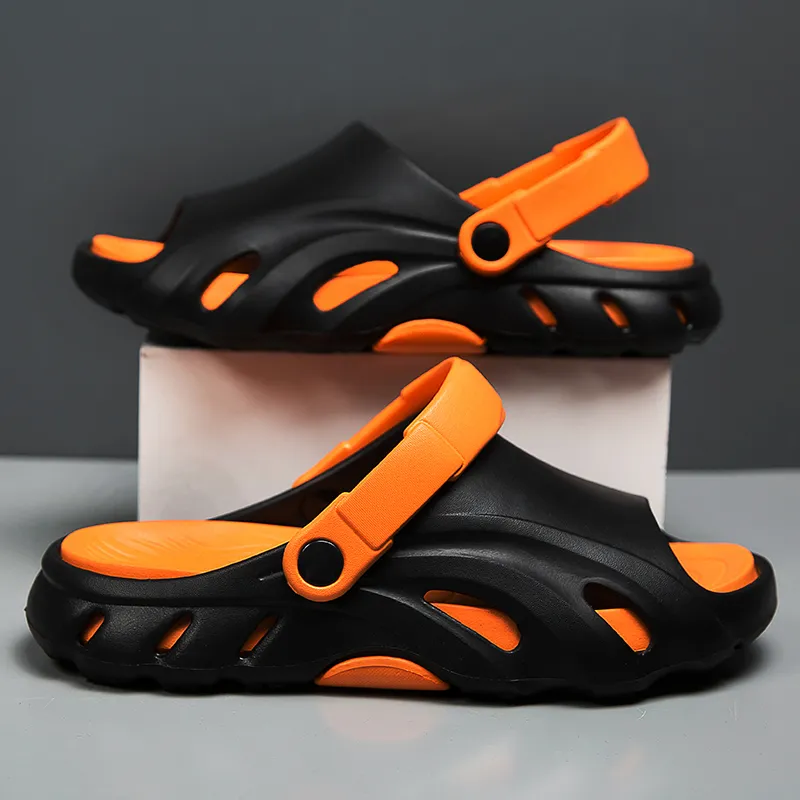 NMR Beach Sandals Men Black Orange/White/Khaki Brown-1