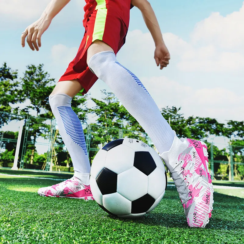 NMR FG Rubber Long Studs TF Rubber Broken Studs Water-Resistant Slip-Resistant Soccer Shoes Unisex White Blue Pink-10
