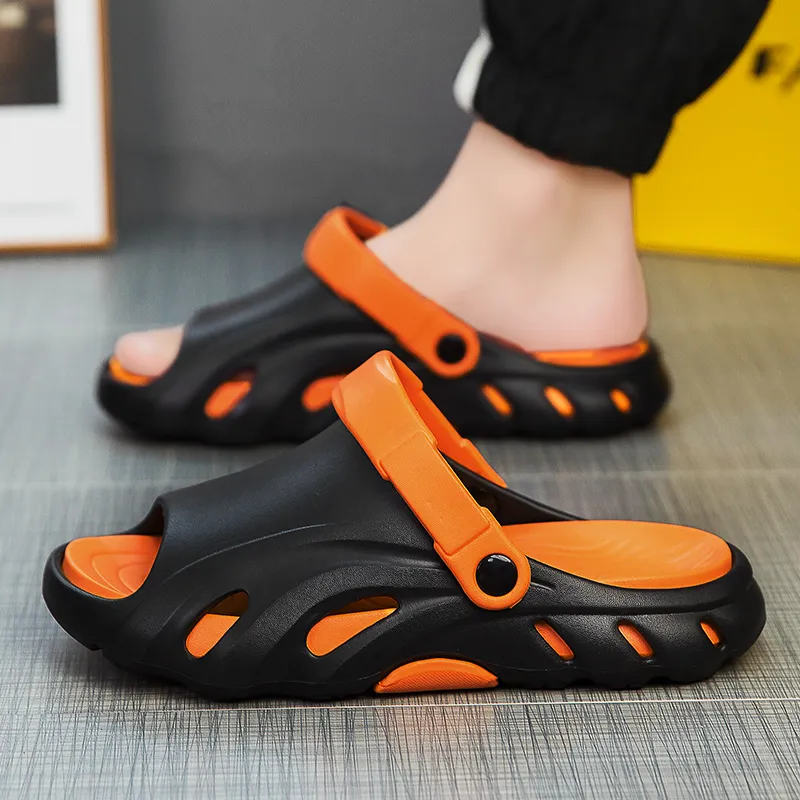 NMR Beach Sandals Men Black Orange/White/Khaki Brown-4
