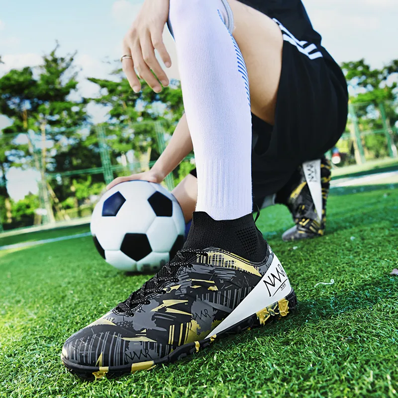 NMR FG Rubber Long Studs TF Rubber Broken Studs Water-Resistant Slip-Resistant Soccer Shoes Unisex White Blue Pink-30