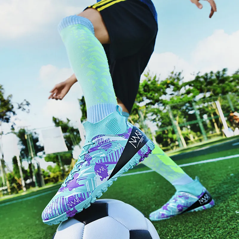 NMR FG Rubber Long Studs TF Rubber Broken Studs Water-Resistant Slip-Resistant Soccer Shoes Unisex White Blue Pink-20
