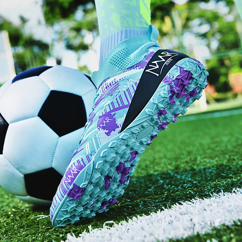 NMR FG Rubber Long Studs TF Rubber Broken Studs Water-Resistant Slip-Resistant Soccer Shoes Unisex White Blue Pink-18