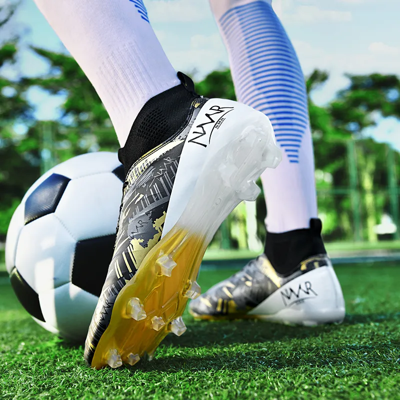 NMR FG Rubber Long Studs TF Rubber Broken Studs Water-Resistant Slip-Resistant Soccer Shoes Unisex White Blue Pink-23