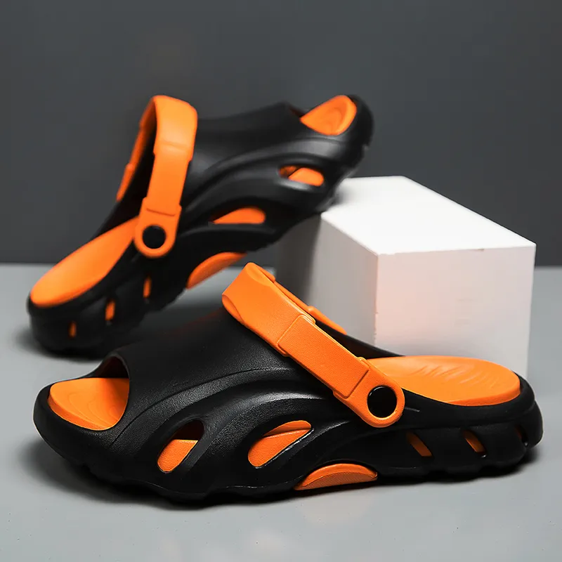NMR Beach Sandals Men Black Orange/White/Khaki Brown-2
