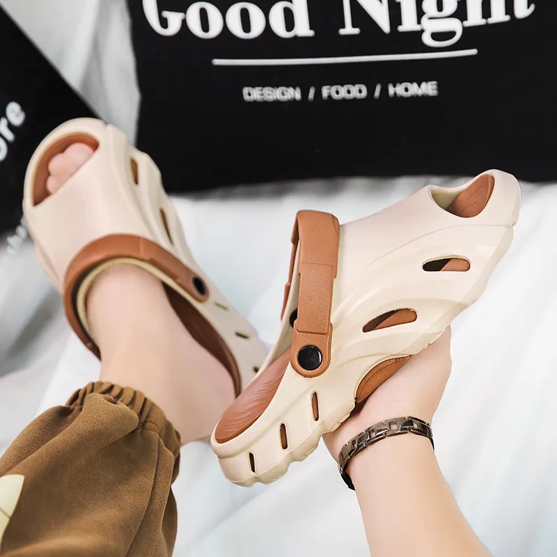 NMR Beach Sandals Men Black Orange/White/Khaki Brown-16