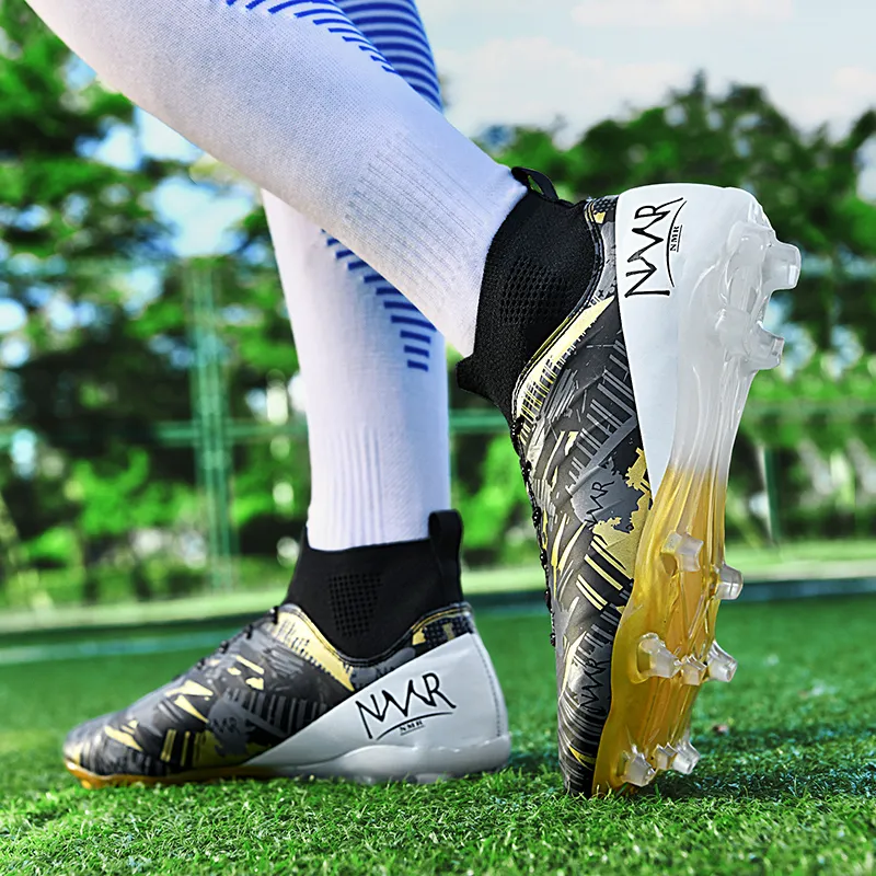 NMR FG Rubber Long Studs TF Rubber Broken Studs Water-Resistant Slip-Resistant Soccer Shoes Unisex White Blue Pink-24