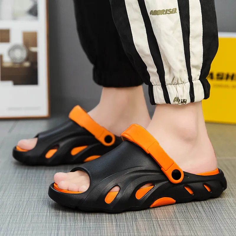 NMR Beach Sandals Men Black Orange/White/Khaki Brown-3