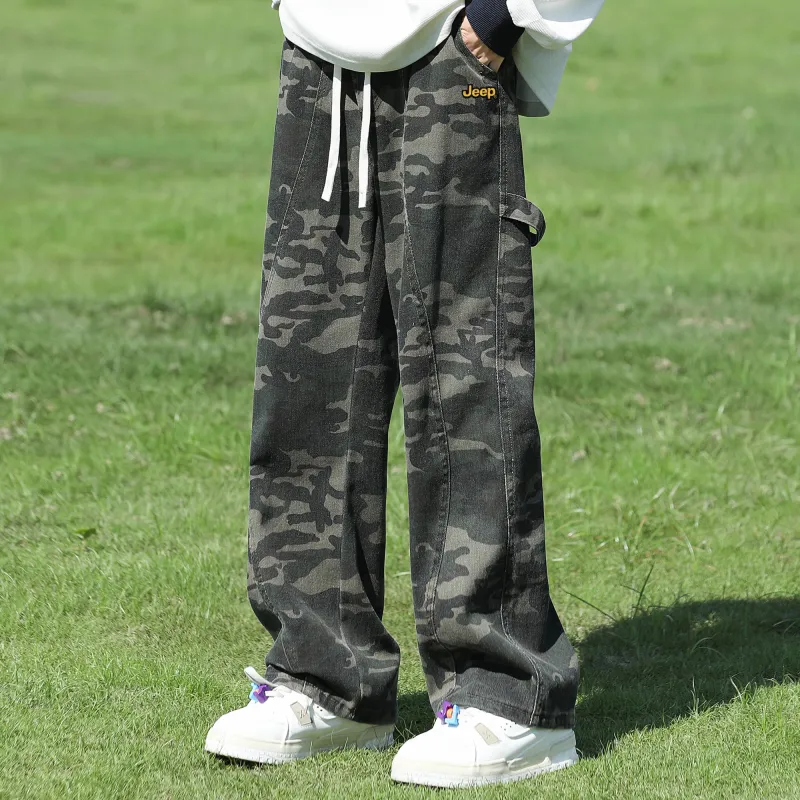 Jeep Cargo Pants Unisex Camouflage Gray-7