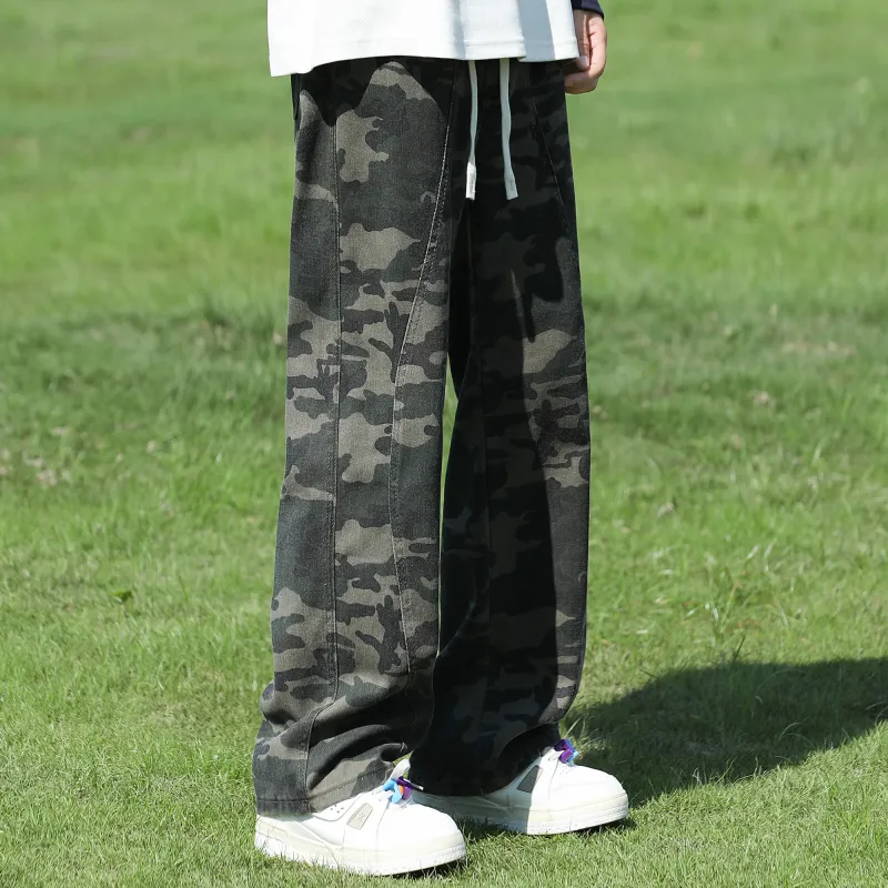 Jeep Cargo Pants Unisex Camouflage Gray-9