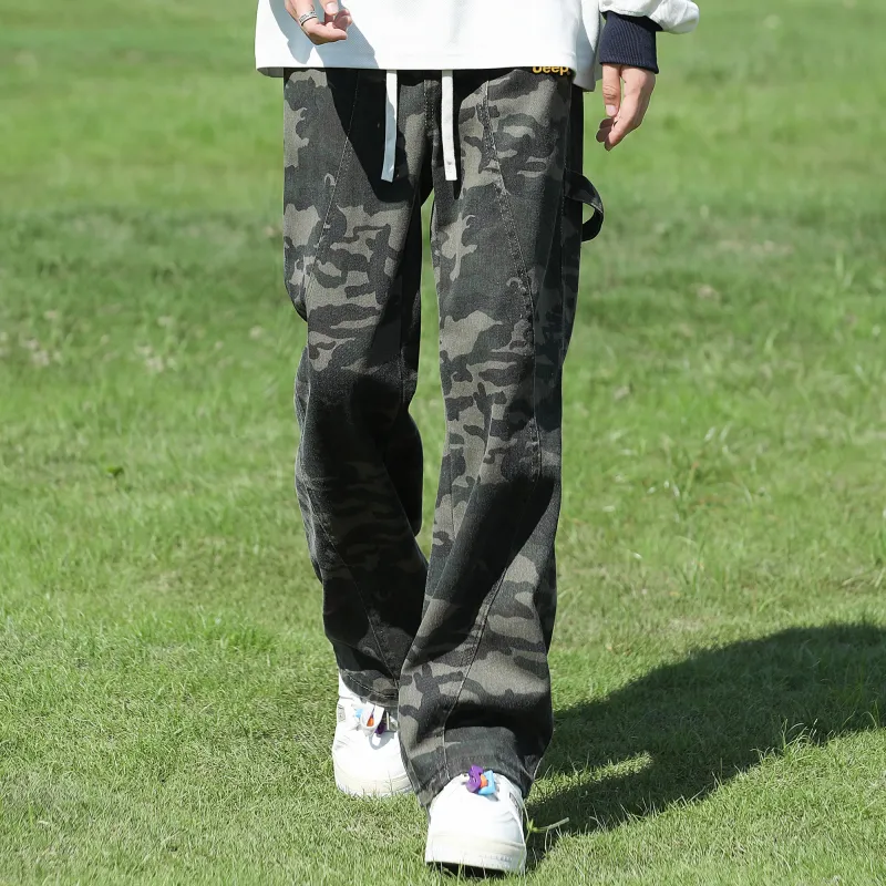 Jeep Cargo Pants Unisex Camouflage Gray-8