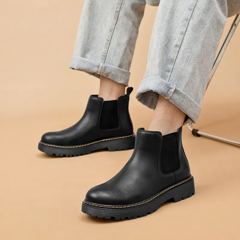 AOKANG Short Chelsea Boots Men's Black-5