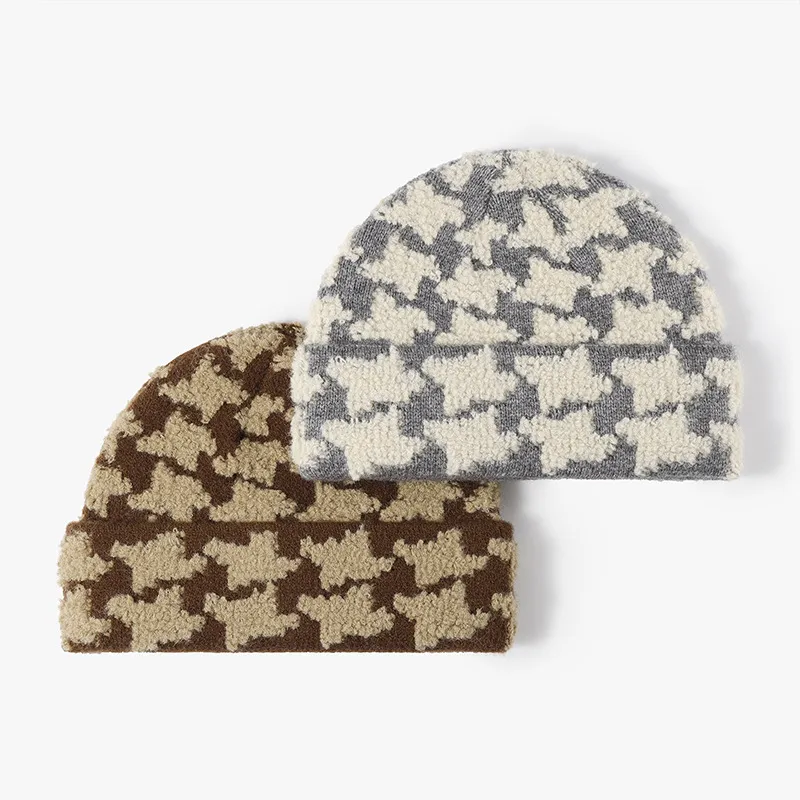 CARDANRO Faux Rabbit Fur Beanies Unisex Black-8