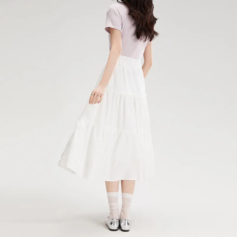 Juden Choi Casual Long Skirt Women's White-3