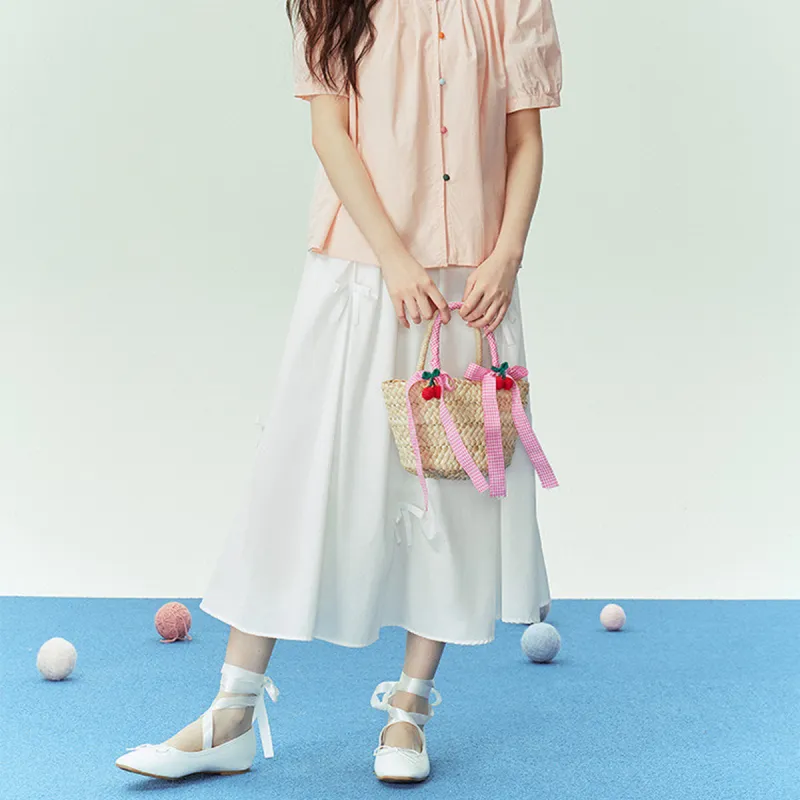 Juden Choi Casual Long Skirt Women's White-15