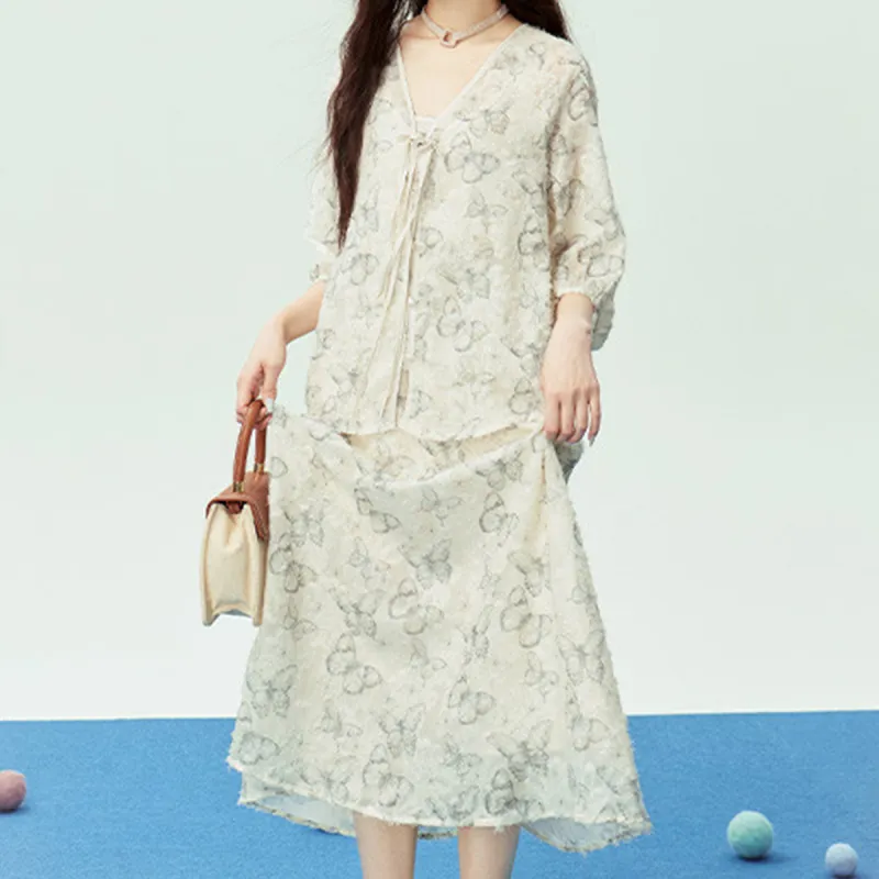 Juden Choi Skirt Set Women's Ecru-2