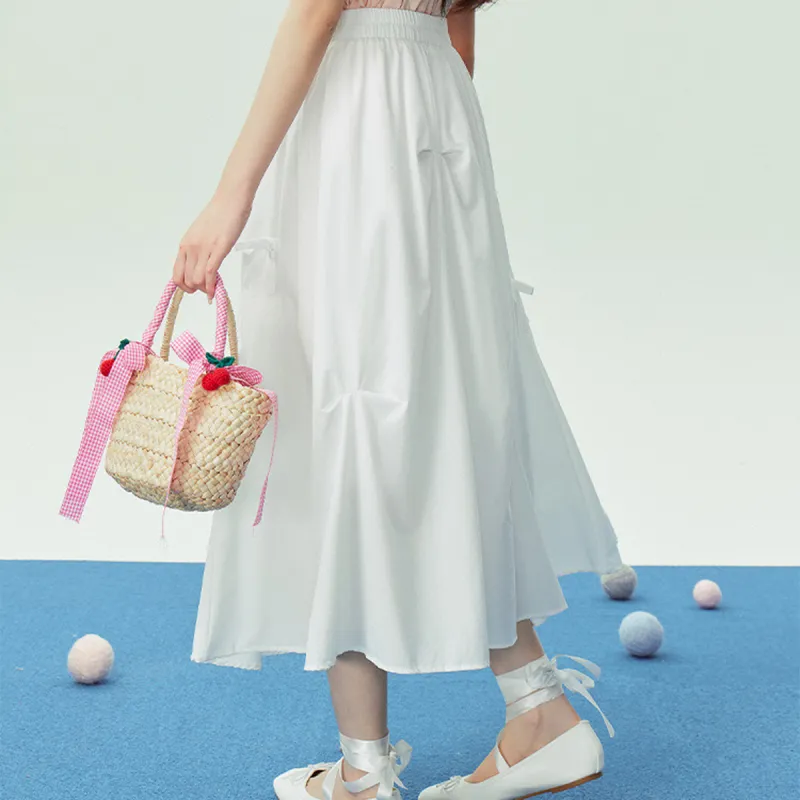 Juden Choi Casual Long Skirt Women's White-13