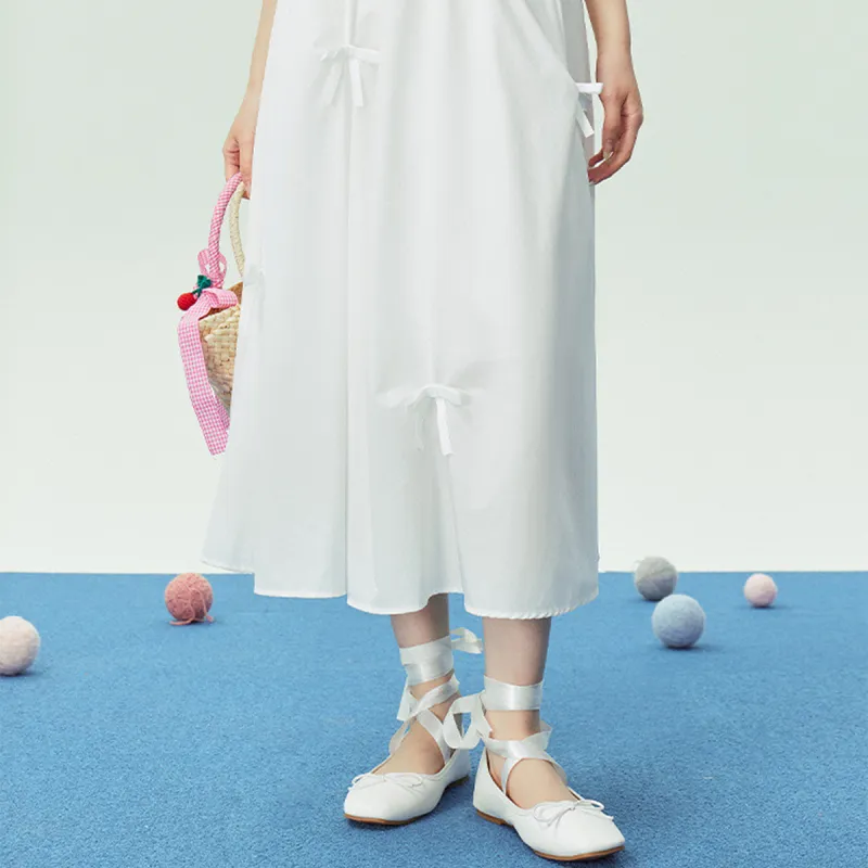 Juden Choi Casual Long Skirt Women's White-16