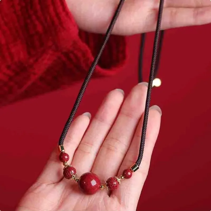 Noritake Reconstructed Cinnabar Jade Necklaces Unisex-5