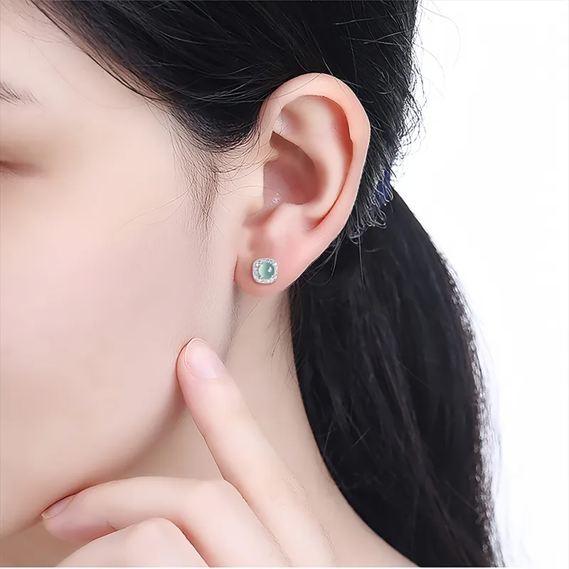 Noritake Glutinous Jade Jadeite Stud Earrings Women's-2