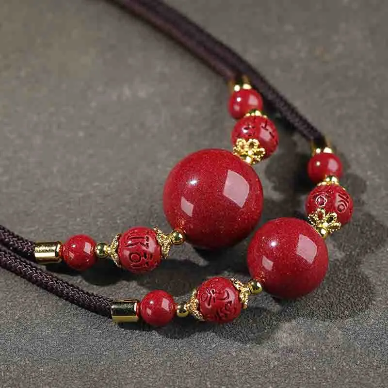 Noritake Reconstructed Cinnabar Jade Necklaces Unisex-3