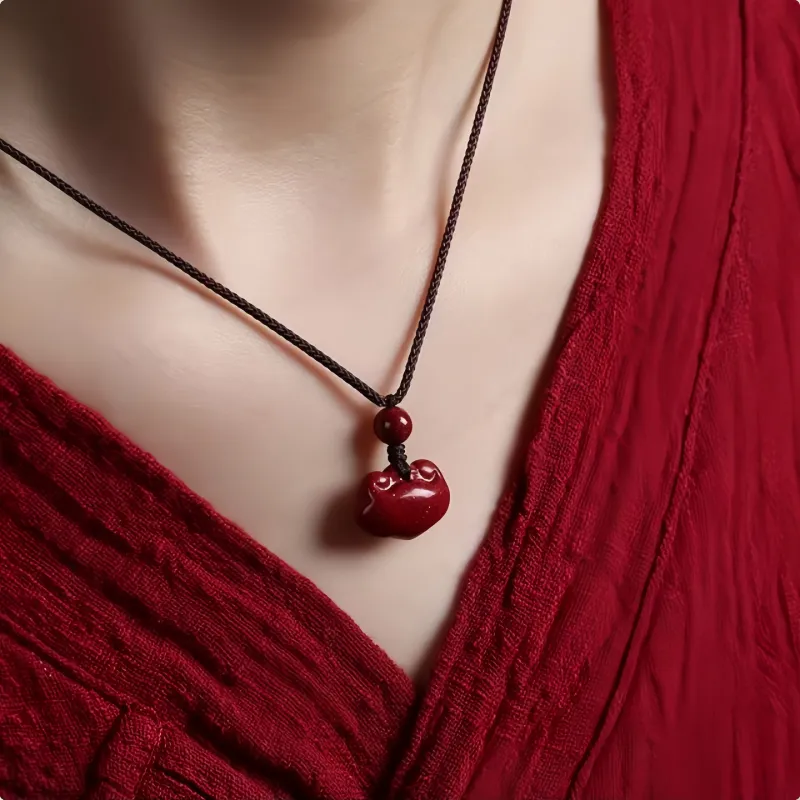 Noritake Reconstructed Cinnabar Jade Necklaces Unisex-2
