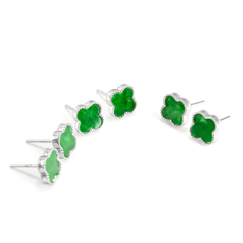 Noritake Glutinous Jade Jadeite Stud Earrings Women's-3
