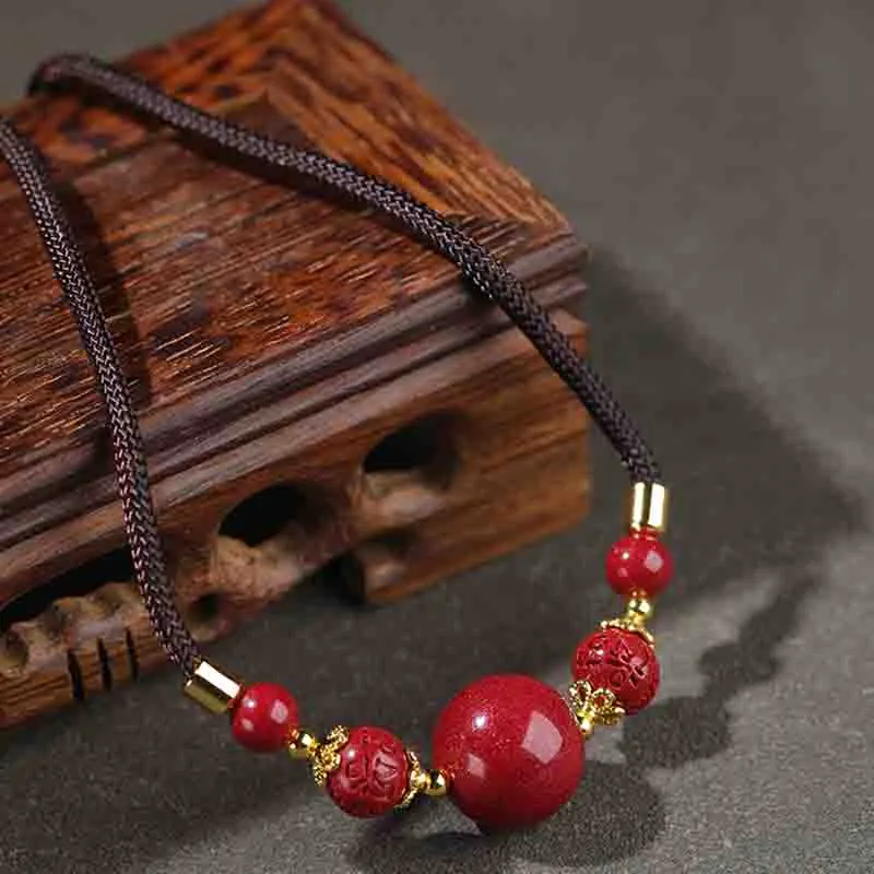 Noritake Reconstructed Cinnabar Jade Necklaces Unisex-2
