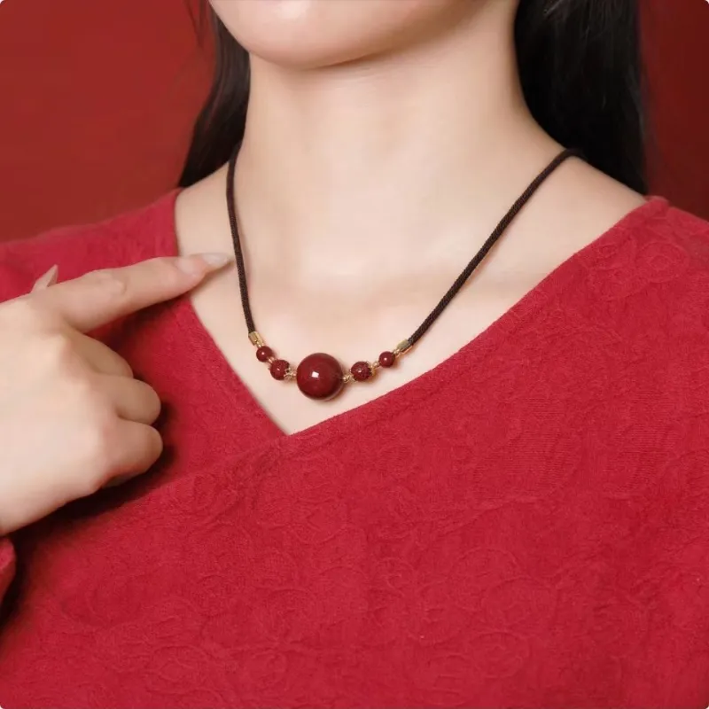 Noritake Reconstructed Cinnabar Jade Necklaces Unisex-1