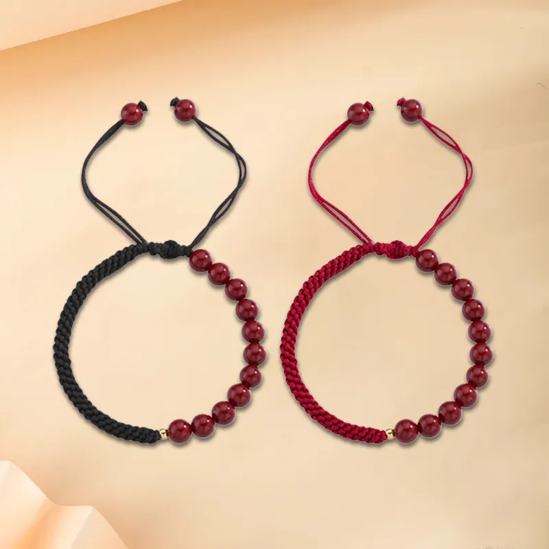 LuluCanaan Reconstructed Cinnabar Jade Bracelets Unisex-2
