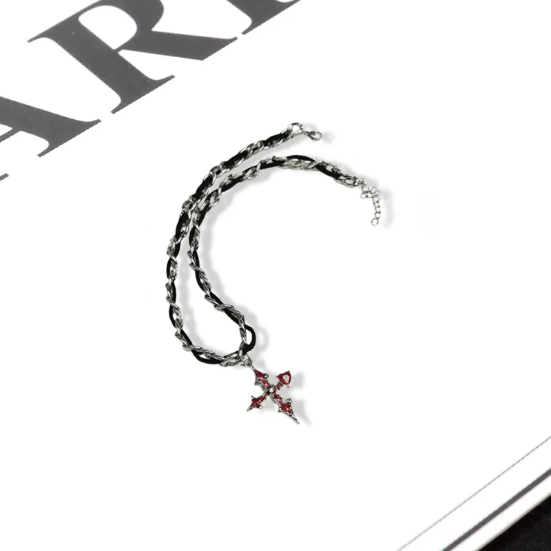 LuluCanaan Fabric Titanium Steel Glass Necklaces Unisex-2