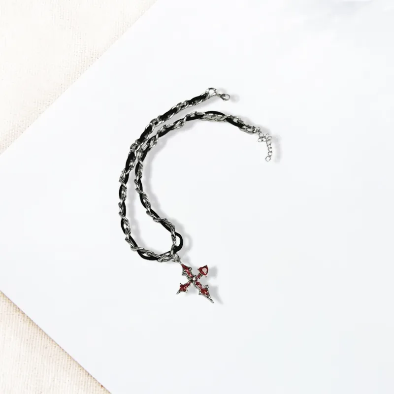 LuluCanaan Fabric Titanium Steel Glass Necklaces Unisex-1