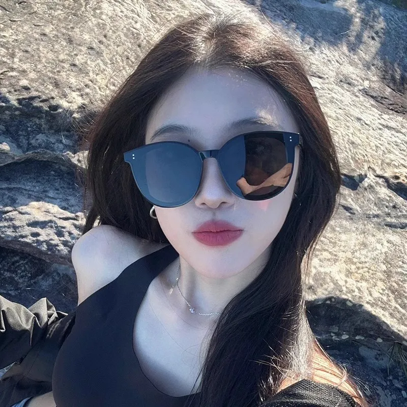 MK MINGKU Plate Frame Irregular Shape Sunglasses Unisex Black-2