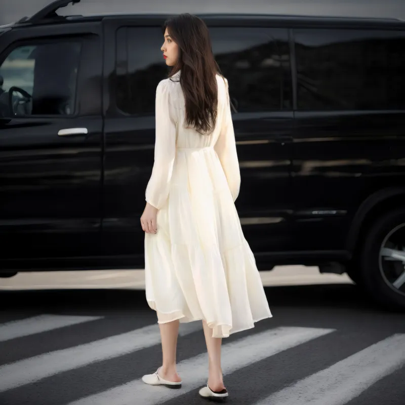 KAISER Long Sleeved Dress Women's Ivory-4