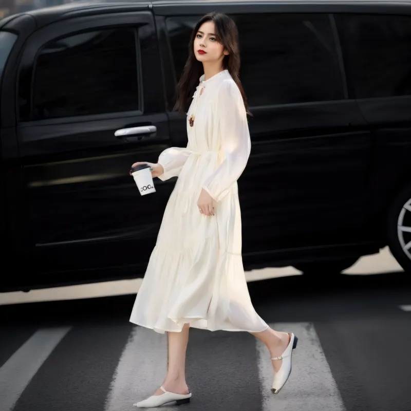 KAISER Long Sleeved Dress Women's Ivory-3