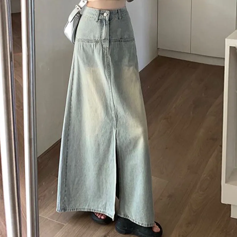 KAISER Denim Long Skirt Women's Light Blue-4