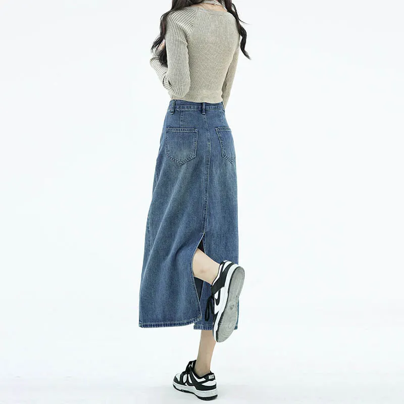 KAISER Denim Long Skirt Women's Vintage Blue-5