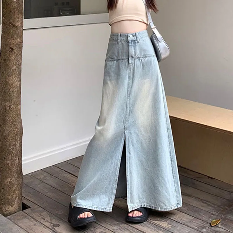 KAISER Denim Long Skirt Women's Light Blue-2