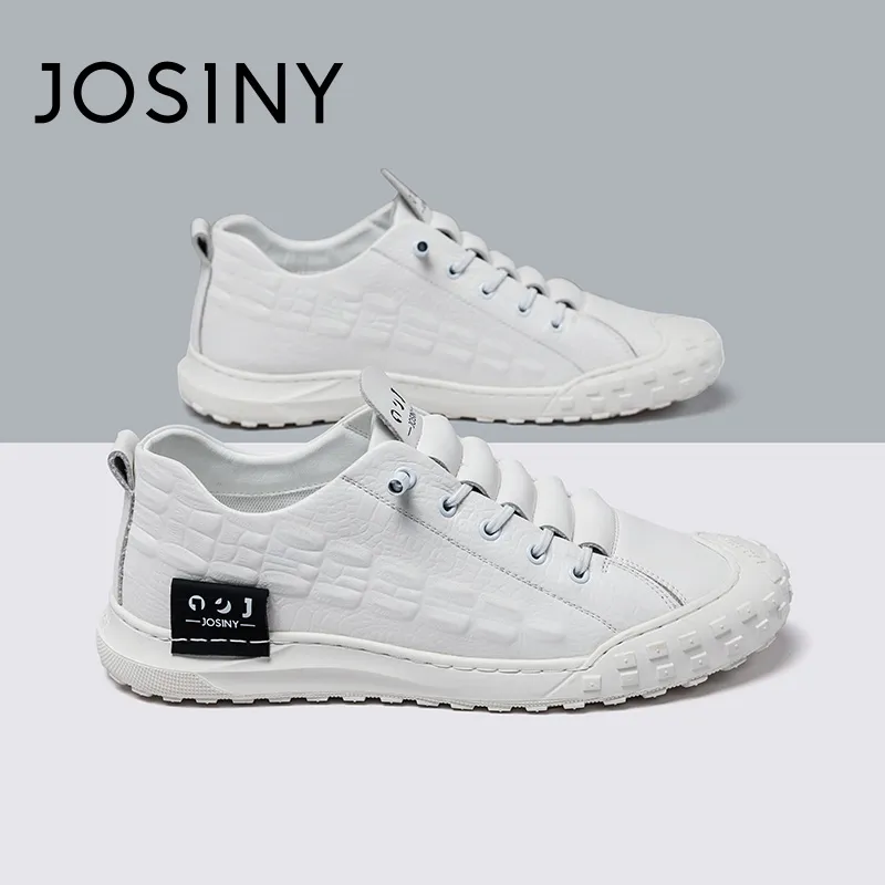 JOSINY Men's Casual Shoes Men Low Top White-8