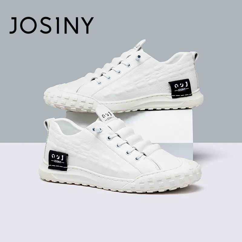 JOSINY Men's Casual Shoes Men Low Top White-6