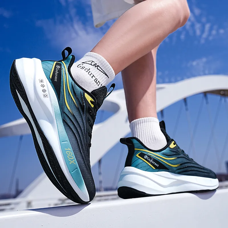 Gaius Durant Abrasion Resistant Breathable Anti Rollover Slip Resistant Low Top Running Shoes Unisex Black Eye Green-3