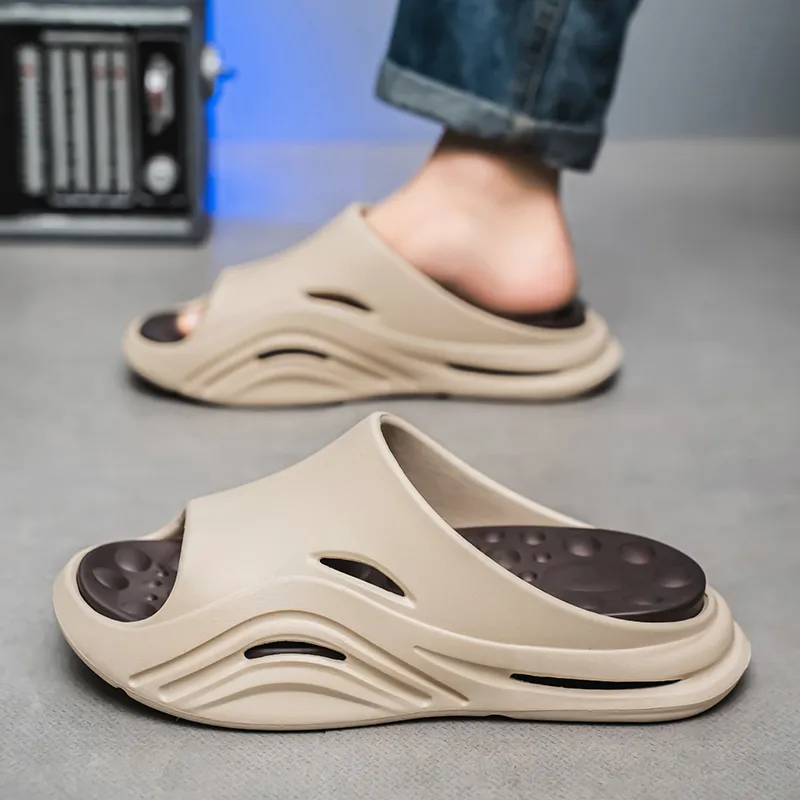 Gaius Durant Quiet Slip Resistant Cushioning Slide Slippers Men's Khaki Brown-2