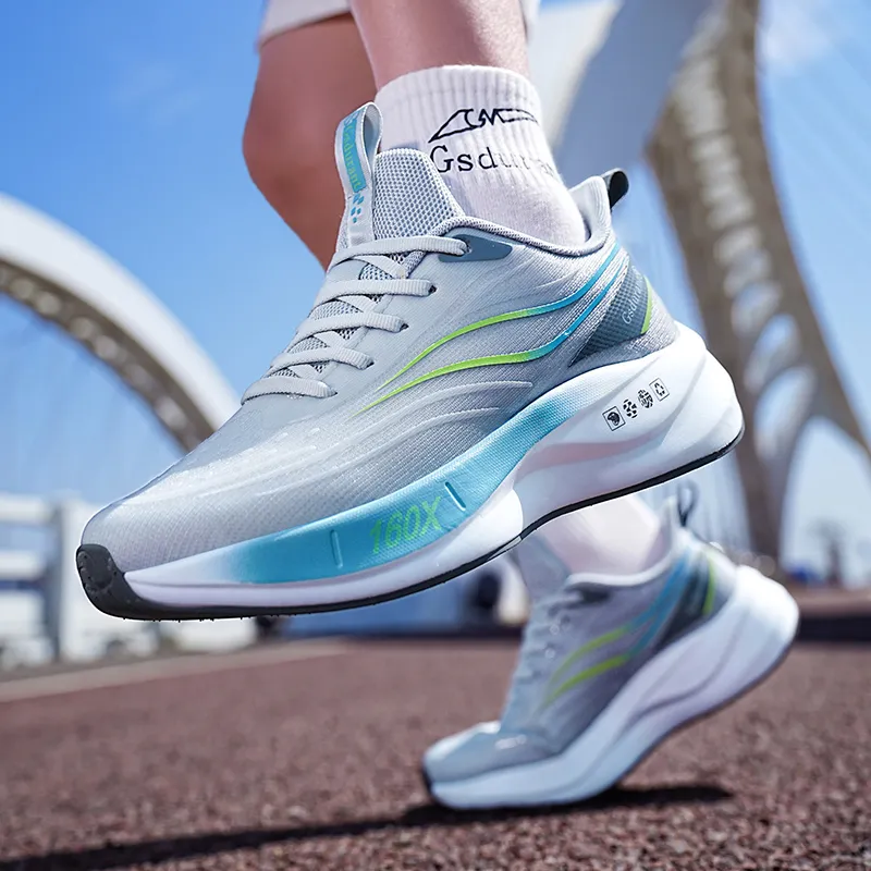 Gaius Durant Abrasion Resistant Breathable Slip Resistant Low Top Running Shoes Unisex Gray Cyan-3