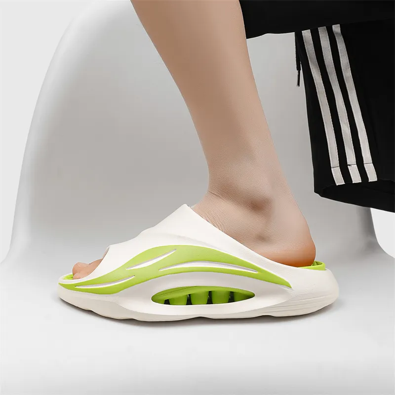 Gaius Durant Slip Resistant Cushioning Slide Slippers Unisex White Green-2