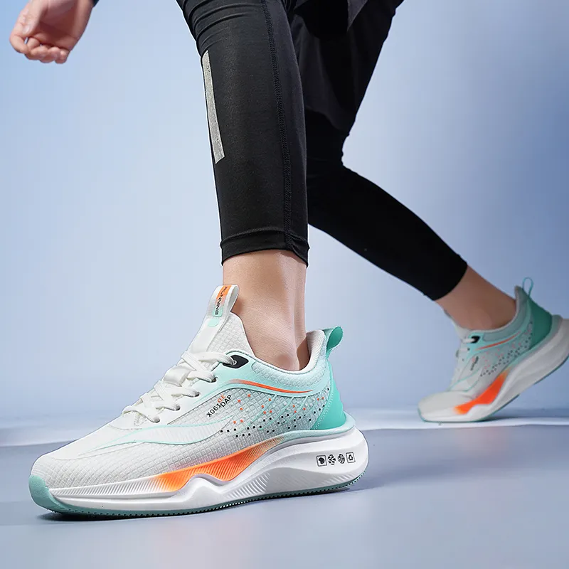 Gaius Durant Anti Slip Wear Resistant Low Top Marathon Racing Running Shoes Men's White Cyan-1