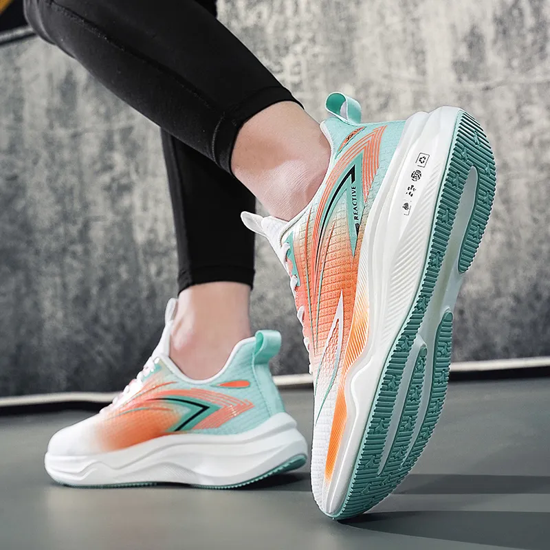 Gaius Durant Shock Absorbers Impact Resistant Lightweight Slip Resistant Low Top Running Shoes Men's White Green Orange-3