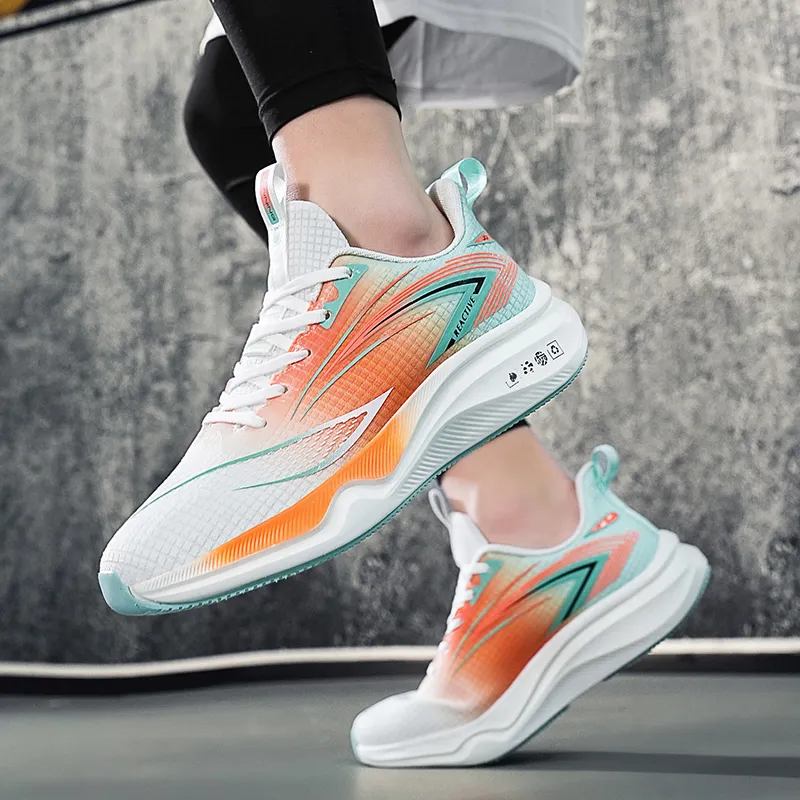 Gaius Durant Shock Absorbers Impact Resistant Lightweight Slip Resistant Low Top Running Shoes Men's White Green Orange-5