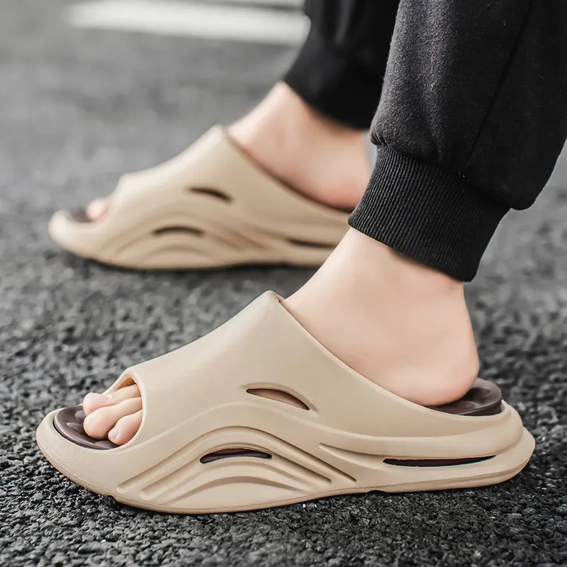 Gaius Durant Quiet Slip Resistant Cushioning Slide Slippers Men's Khaki Brown-3