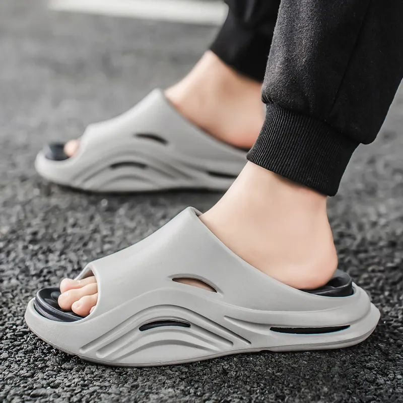 Gaius Durant Quiet Slip Resistant Abrasion Resistant Slide Slippers Men's Gray Black-3