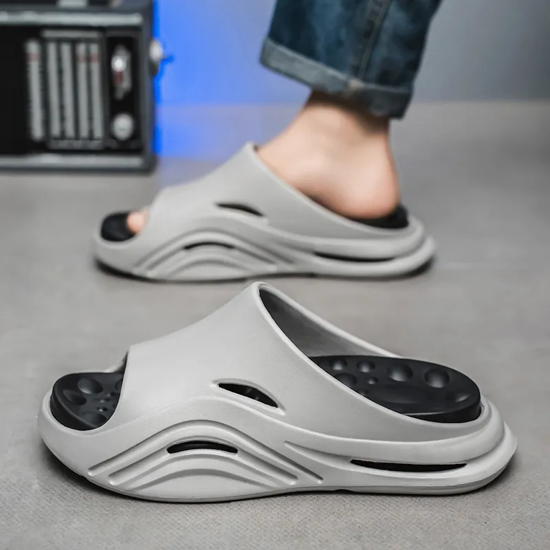 Gaius Durant Quiet Slip Resistant Abrasion Resistant Slide Slippers Men's Gray Black-2