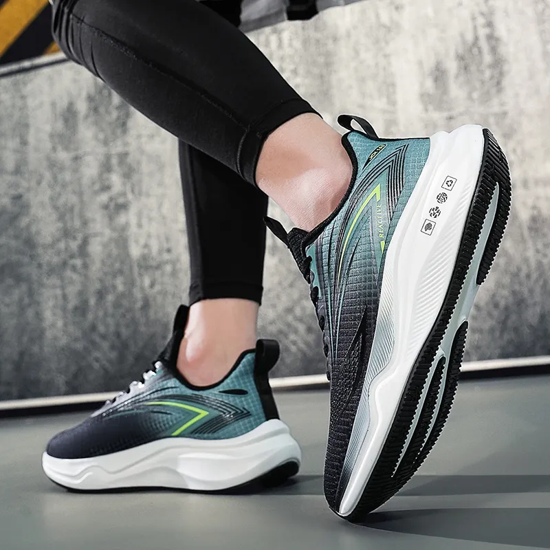 Gaius Durant Abrasion Resistant Lightweight Slip Resistant Low Top Running Shoes Men's Black Green-2